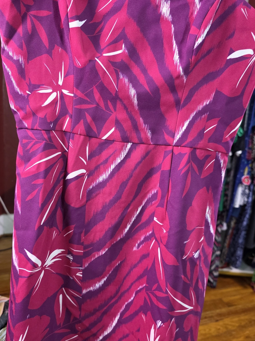 French Connection Tropical Print Mini Dress Pink Purple Strappy‎ NWT - Picture 3 of 9